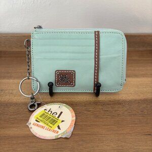 The Sak Iris Seafoam Green Leather Card Wristlet New